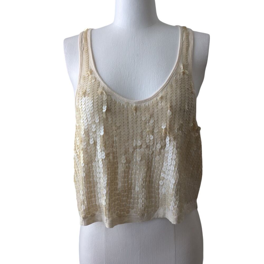 Nwt Urban Behavior y2k 00s ivory sequin crop top sz lrg